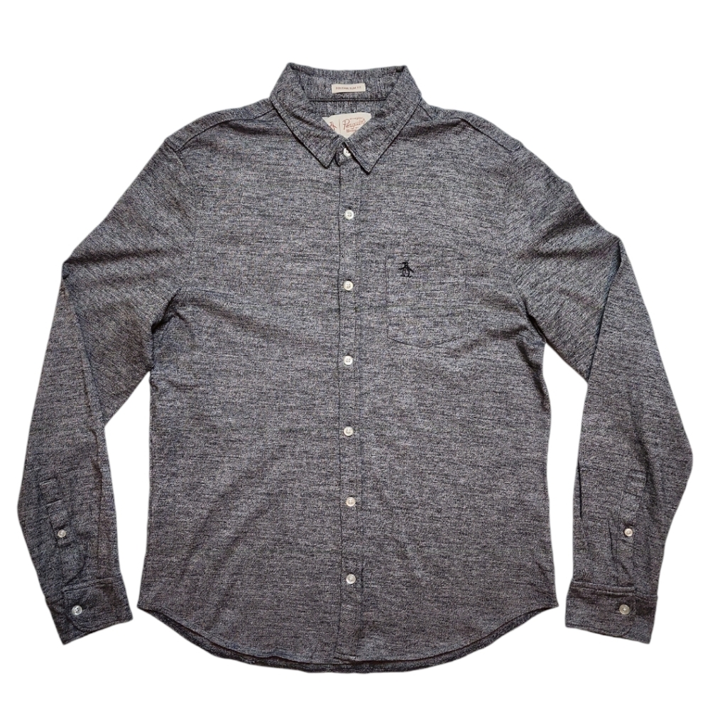 Penguin Button Up Long Sleeve Button Up Shirt (J)